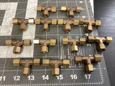 (Lot Of 13) Parker Brass T Unions - 5/16" Tube, 1/4" Fitting (LPW130M) - Image 1 of 4