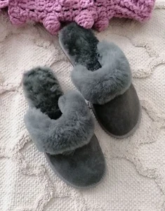 Grey Sheepskin Mule/ Slip-on Slippers - Picture 1 of 2