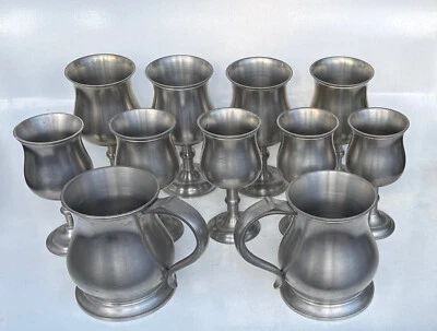 Juego de copa y jarra de peltre Crown & Rose de colección, hecho en Inglaterra Foto 1 de 4