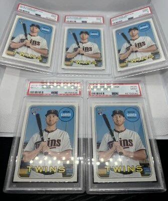 2018 Topps Heritage Mitch Garver Rookie PSA 9 X 5 Pop-11 - Image 1 of 2