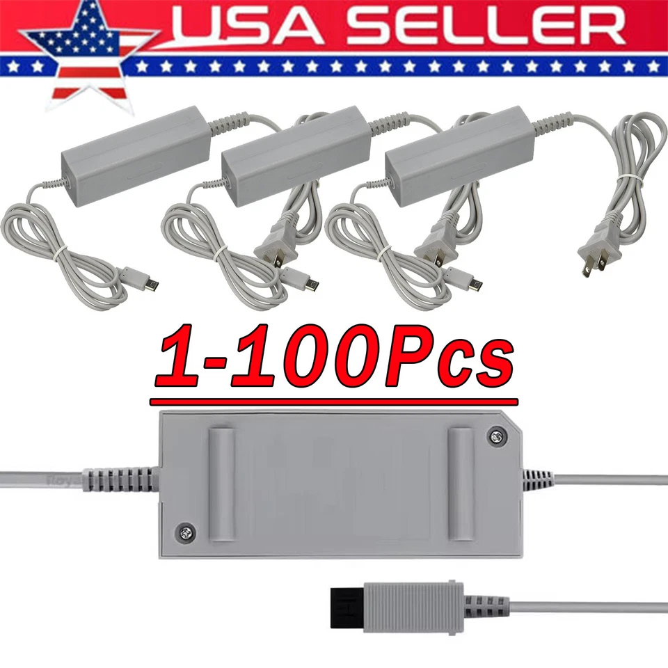 Lote de cable adaptador de carga de fuente de alimentación de CA cargador para Nintendo Wii U GamePad Foto 1 de 4