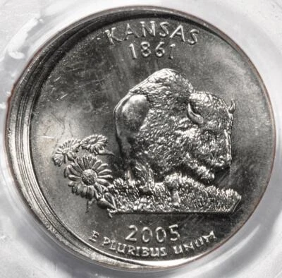 2005 D PCGS MS65 Uncentered Broadstruck Kansas Quarter Mint Error Very Rare Date - Image 1 of 4