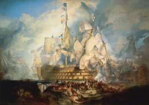 Riproduzione pittura ad olio J. M. W. Turner: La battaglia di Trafalgar - Foto 1 di 1