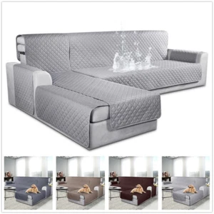 100% Waterproof L Shape Sofa Cover Sectional Couch Chaise Lounge Couch Slipcover - Picture 1 of 58