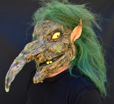 Creepy Scary Halloween Witch Mask Latex Costume Mask Evil Warlock - Image 1 of 3