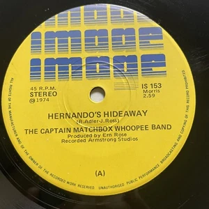 The Captain Matchbox Whoopee Band Hernando’s Hideaway Vinyl Record 7” 45RPM 1974 - Picture 1 of 24