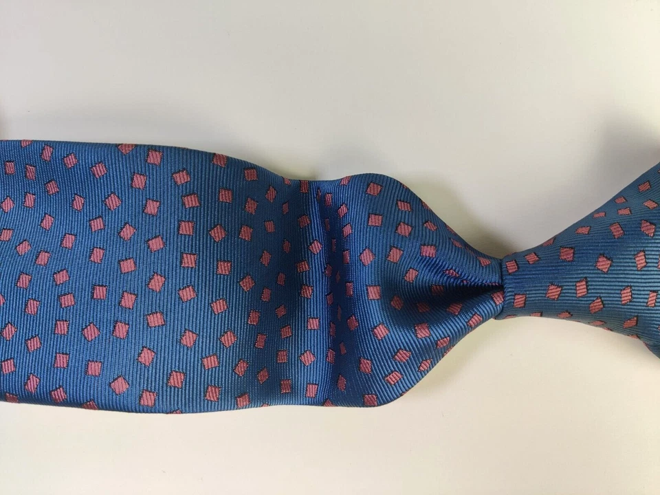 Oakton Ltd - Men's Navy Polo Blue & Light Red Square Neck Tie 3.2"W x 57"L - Image 1 of 4