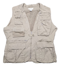 VINTAGE Banana Republic Safari Vest Mens Size L Beige Outoodr Sruvival 90s RARE