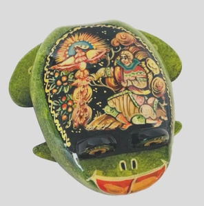 Signed Palekh Russian Lacquer Box Green Frog Hand Painted R3-8 (4) - Picture 1 of 6