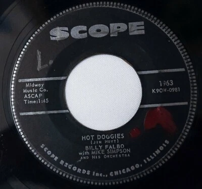 Billy Falbo Pop 45 Hot Doggie bw That Wonderful Girl of Mine on Scope Records Foto 1 de 4