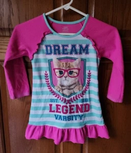 Komar Kids Girls Pink Kitty Kitten Dream Legend Long Sleeve Nightgown Sz XS(4-5) - Picture 1 of 2