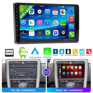 4G+64G Android13 Autoradio GPS Navi Carplay bt Per Audi A4 8E 8H B6 B7 2001-2008 - Foto 1 di 18
