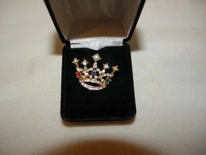 PIN CORONA REINA PRINCESA AUSTRÍACA CRISTAL Y PERLAS INVIERNO CARNAVAL CONCURSO DE BELLEZA - Imagen 1 de 5