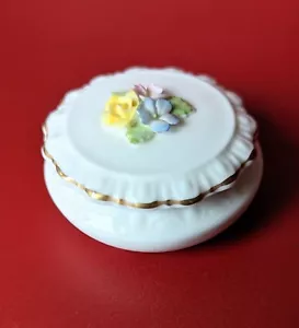 Scatola anello tondo vintage Coalport Bone China piccoli fiori Inghilterra così com'è - Foto 1 di 10
