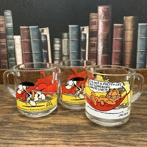 Vtg 1978 Mc Donalds 3pc Garfield Mug Set 10oz Comic Cups Jim Davis Garfield Odie - Picture 1 of 18