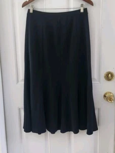 Eileen Fisher Trumpet Pleated Black Wool Blend Midi Maxi Skirt Size PM Petite M - Picture 1 of 7