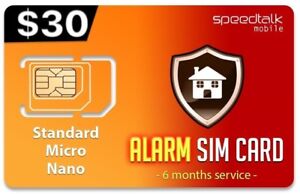 SpeedTalk Alarm SIM Card 5G 4G GSM Home Business Alarm Security System 6 Months