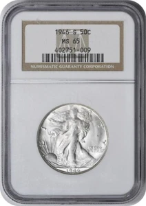 1946-S Walking Liberty Silver Half Dollar MS65 NGC - Picture 1 of 2