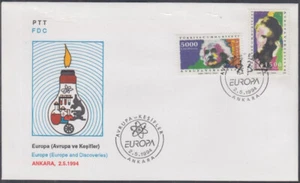TURKEY Sc # 2597-8 DIFF FDC JUEGO de 2, EUROPA 1994 con EINSTEIN y su TEORÍA - Imagen 1 de 1