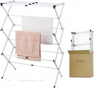 Household Indoor Telescopic Folding Clothes Drying Rack Dry Laundry Hang White - Picture 1 of 11