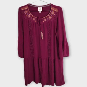 Knox Rose Women's Dress Sz XXL Cranberry Flowing Boho Hippie Cottagecore Oversiz - Picture 1 of 12
