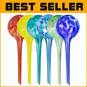 Stylish 6-Piece Plant Watering Globes - Handcrafted Glass for Indoor & Outdoor - Picture 1 of 11