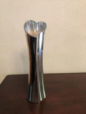 "Florero Lenox Kirk Stieff plateado corazón brote 8"" vintage amor boda promesa" Foto 1 de 4