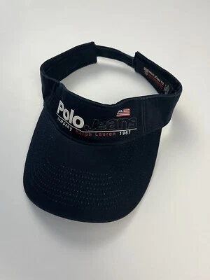 De colección Polo Ralph Lauren Jeans Company Visera Sombrero Azul Marino Rojo Ajustable Usado en Excelente Condición Algodón Foto 1 de 4