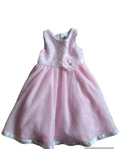 Rare Editions Girls Size 4 Pink Dress Polka dot Tulle Twirl Fit & Flare Party - Picture 1 of 10