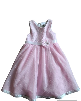 Rare Editions Girls Size 4 Pink Dress Polka dot Tulle Twirl Fit & Flare Party - Image 1 of 4