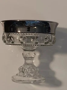 Indiana Glass Crystal Silver Rinmed Pedestal Candy Dish - Picture 1 of 6