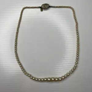 H7 Amerique Starburst Crystal Silver Faux Champagne Pearls Retro Necklace 18” - Picture 1 of 8
