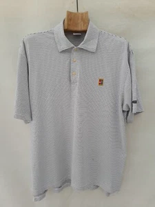 Vintage Nike Tennis Court Polo Shirt Mens Large Blue White Tag Dri-fit Striped - Picture 1 of 14