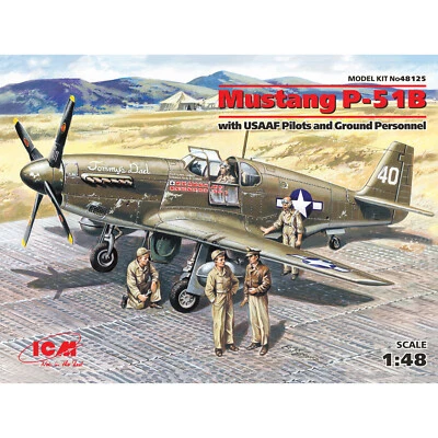 1/48 P-51B con Pilotos USAAF y Personal de Tierra, Kit Modelo Plástico ICM 48125 Foto 1 de 4