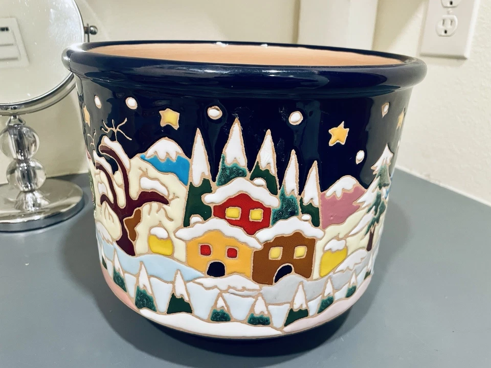 Ceramiche San "C.S." Rocco 10" Terrakotta Topf Handmade in Italy Winter Weihnachten - Bild 1 von 4