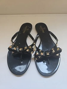 Valentino Garavani Jelly Rockstud sandali con fiocco donna neri taglia 39 US 8,5 - Foto 1 di 7
