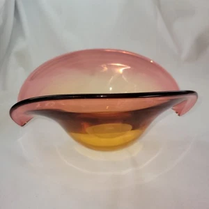 Murano mundgeblasene Muschelschale Schale Glas rot/orange - Bild 1 von 14