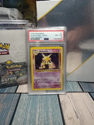 RARE 1999 Pokemon Portuguese Base Set Alakazam Holo #1 PSA 8 NM-MT (NOT ENGLISH) - Image 1 of 4