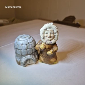 Vintage Ceramic Salt & Pepper Shakers- Inuit Eskimo and Igloo - Picture 1 of 7