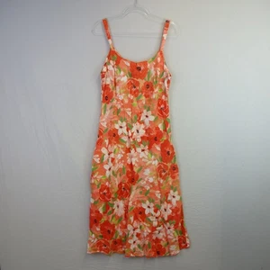Per Una Dress Size 16 Long Pink Red Floral 100% Linen Midi Summer Holiday - Picture 1 of 6