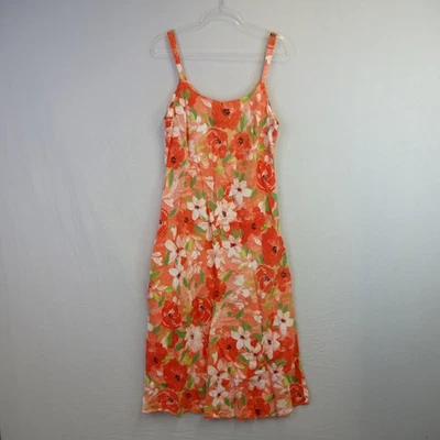 Per Una Dress Size 16 Long Pink Red Floral 100% Linen Midi Summer Holiday - Image 1 of 4