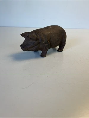 Vintage Cast Iron Pig Figurine Paperweight 5.5” Rustic Garden Decor - Image 1 of 4