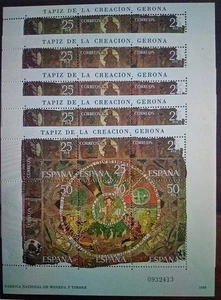 SELLOS ESPAÑA MNH 1980 LOTE 5 HOJAS TAPIZ CREACIÓN VARIEDAD SIN DENTADO DERECHO - Imagen 1 de 1