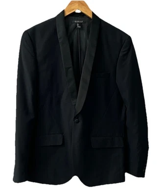 21 男式黑色缎面翻领燕尾服外套夹克,尺寸 L — 第 1/4 张图片