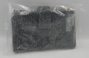 Club Bag Perlen Handgelenktasche Abendtasche - grau Handarbeit Perlenstickerei Handtasche Neu mit Etikett - Bild 1 von 8