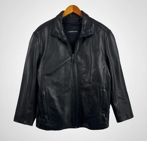 Andrew Marc Black Leather Lined Jacket Mens Size Medium - Picture 1 of 23