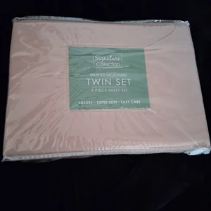 Signature Collection Microfiber 3-Piece Sheet Set, Twin Blush Pink - Picture 1 of 4