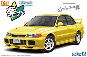 Aoshima 1/24 Model Car Kit Mitsubishi CE9A Lancer Evolution III Dandelion Yellow - Picture 1 of 3