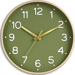 Wall Clock Green, 10 Inch Silent Wall Clocks Battery Operated-Modern Non Tick... - Picture 1 of 9