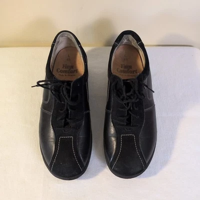 Finn Comfort Ostende Zapatos Para Mujer 4.5 UK / 7 US Cuero Negro Tenis para Caminar Foto 1 de 4